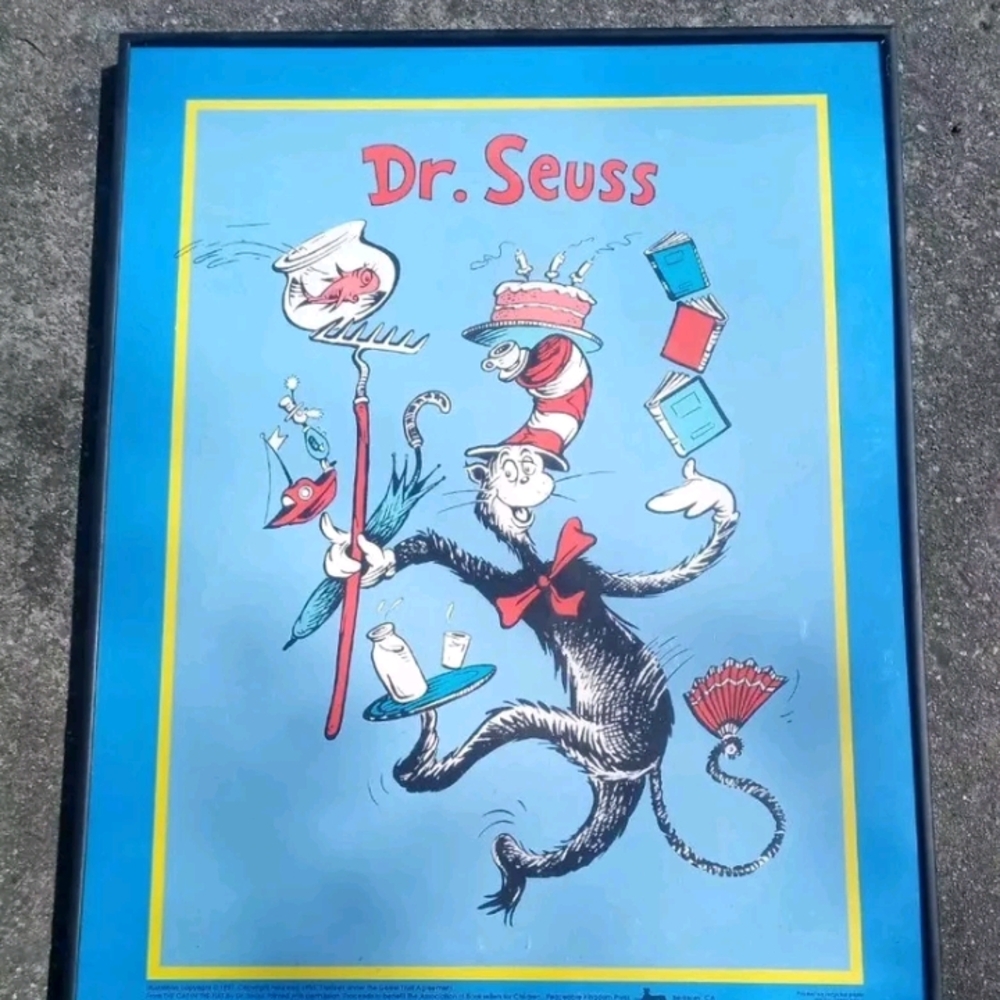 Vintage Cat in the Hat 1985 Dr. Seuss Limited Edition 1957 Book Poster 24 x 18